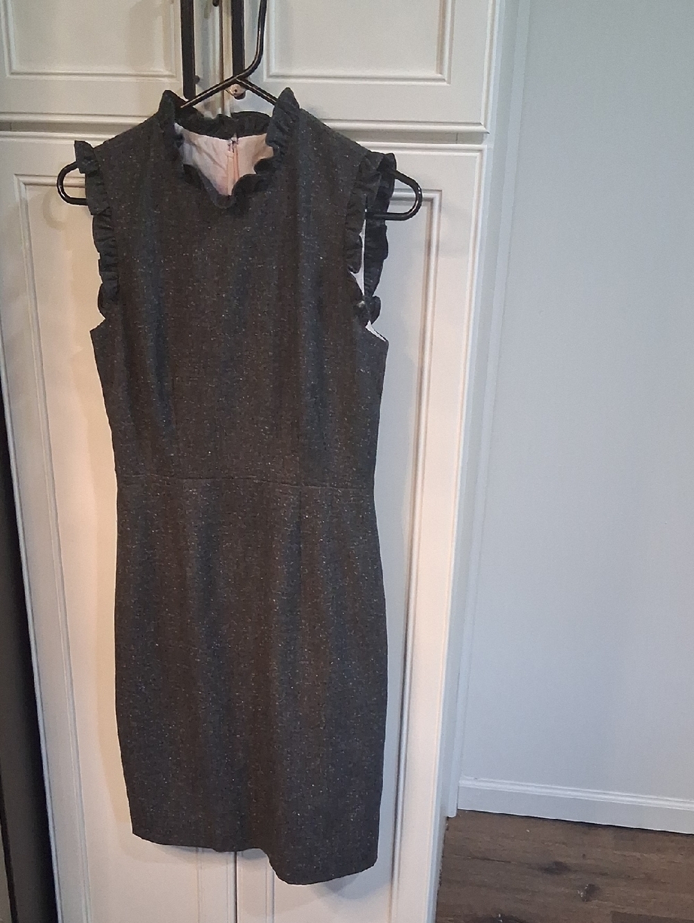 Rebecca Taylor Grey Herringbone Ruffle Sheath Dress - Picture 4 of 10